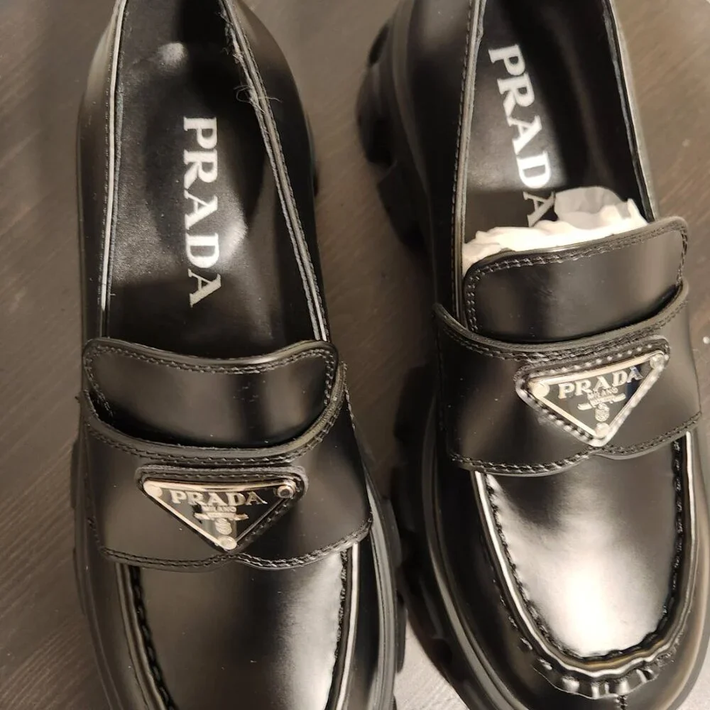 BRAND NEW Prada Loafers - Brushed leather monolith loafers Size 37 - Never Worn - Picture 3 of 9
